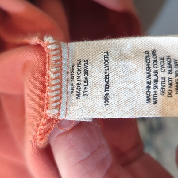 Soft Surroundings Tencel Tunic Casual Orange Long Sleeve Shell Button Up Sz M - Picture 7 of 10